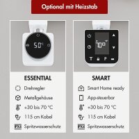 Handtuchheizkörper elektrisch LUMIRA Weiß inkl. Heizstab SMART und Glykol 20 cm 160 cm