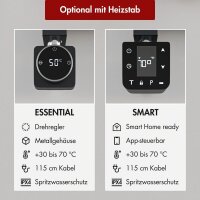 Handtuchheizkörper elektrisch LUMIRA Schwarz inkl. Heizstab SMART und Glykol 20 cm 160 cm