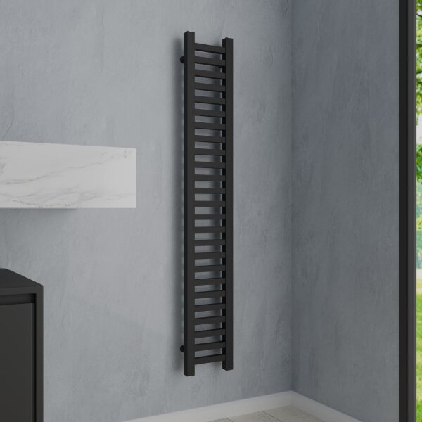 SALE Handtuchheizkörper Badheizkörper LUMIRA Schwarz Seitenanschluss 20 cm 160 cm
