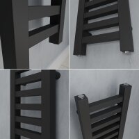 SALE Handtuchheizkörper Badheizkörper LUMIRA Schwarz Seitenanschluss 20 cm 160 cm