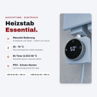 Elektrischer Handtuchheizkörper ROUND ALRONA Weiß 50 x 140 cm inkl. Heizstab Essential 600 W und Glykol – Design Bad