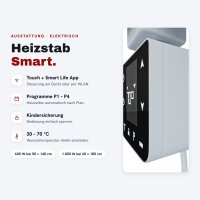 Elektrischer Handtuchheizkörper ROUND ALRONA Weiß 50 x 140 cm inkl. WLAN-Heizstab Smart 600 W und Glykol – Design Bad