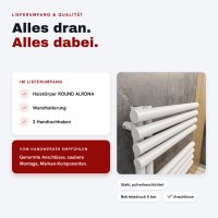 Elektrischer Handtuchheizkörper ROUND ALRONA Weiß 50 x 140 cm steckerfertig inkl. WLAN-Heizstab Smart 600 W befüllt