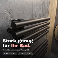 Handtuchheizkörper ROUND ALRONA Schwarz – Design Badheizkörper Rund Handtuchtrockner elektrisch oder für Zentralheizung