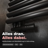 Handtuchheizkörper ROUND ALRONA Schwarz – Design Badheizkörper Rund Handtuchtrockner elektrisch oder für Zentralheizung