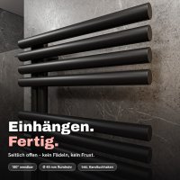 Handtuchheizkörper ROUND ALRONA Schwarz – Design Badheizkörper Rund Handtuchtrockner elektrisch oder für Zentralheizung