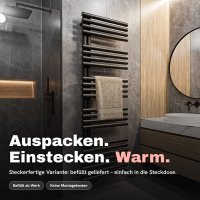 Handtuchheizkörper ROUND ALRONA Schwarz – Design Badheizkörper Rund Handtuchtrockner elektrisch oder für Zentralheizung