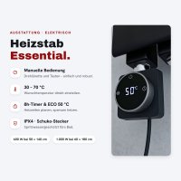Elektrischer Handtuchheizkörper ROUND ALRONA Schwarz 50 x 140 cm inkl. Heizstab Essential 600 W und Glykol – Design Bad