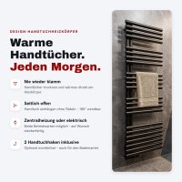 Elektrischer Handtuchheizkörper ROUND ALRONA Schwarz 50 x 140 cm inkl. Heizstab Essential 600 W und Glykol – Design Bad