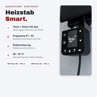 Elektrischer Handtuchheizkörper ROUND ALRONA Schwarz 60 x 180 cm inkl. WLAN-Heizstab Smart 1000 W und Glykol – Design Bad