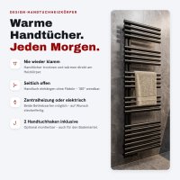 Elektrischer Handtuchheizkörper ROUND ALRONA Schwarz 60 x 180 cm steckerfertig inkl. Heizstab Essential 1000 W befüllt