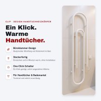 CLIP Design-Handtuchheizkörper Weiß 38x170 cm elektrisch steckerfertig Büroklammer