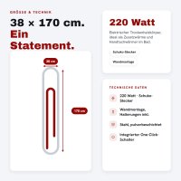 CLIP Design-Handtuchheizkörper Weiß 38x170 cm elektrisch steckerfertig Büroklammer
