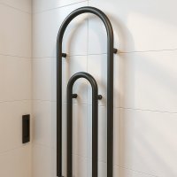 CLIP Design-Handtuchheizkörper Schwarz 38x170 cm elektrisch steckerfertig Büroklammer