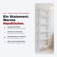LOOP Design-Handtuchheizkörper 60x160 cm Weiß Zentralheizung oder elektrisch
