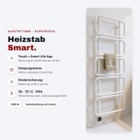 LOOP Design-Handtuchheizkörper 60x160 cm Weiß steckerfertig WLAN-Heizstab Smart 1000 W