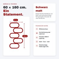 LOOP Design-Handtuchheizkörper 60x160 cm Schwarz Zentralheizung oder elektrisch
