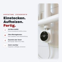 LOOP Design-Handtuchheizkörper 60x160 cm Schwarz steckerfertig Heizstab Essential 1000 W