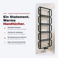 LOOP Design-Handtuchheizkörper 60x160 cm Schwarz steckerfertig Heizstab Essential 1000 W