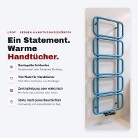 LOOP Design-Handtuchheizkörper 60x160 cm Türkis Zentralheizung oder elektrisch