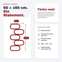 LOOP Design-Handtuchheizkörper 60x160 cm Türkis Zentralheizung oder elektrisch