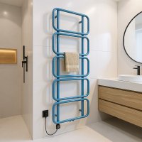 LOOP Design-Handtuchheizkörper 60x160 cm Türkis elektrisch Heizstab Essential 1000 W