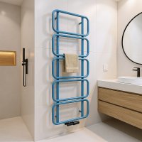 LOOP Design-Handtuchheizkörper 60x160 cm Türkis elektrisch Heizstab Essential 1000 W