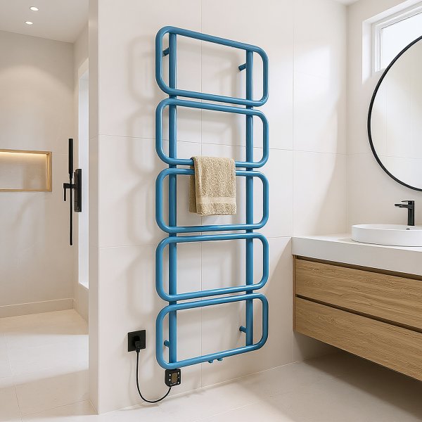 LOOP Design-Handtuchheizkörper 60x160 cm Türkis elektrisch WLAN-Heizstab Smart 1000 W