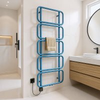 LOOP Design-Handtuchheizkörper 60x160 cm Türkis elektrisch WLAN-Heizstab Smart 1000 W