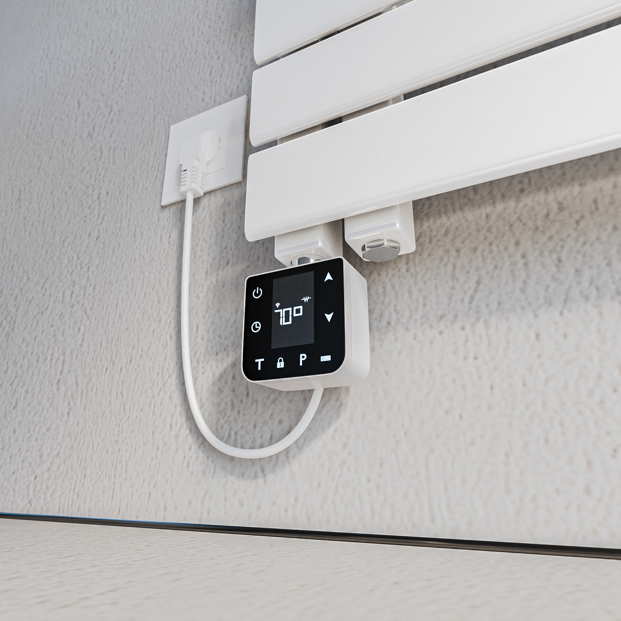 Heizkörper Thermostat in Nahansicht Weiß smarte Ausführung